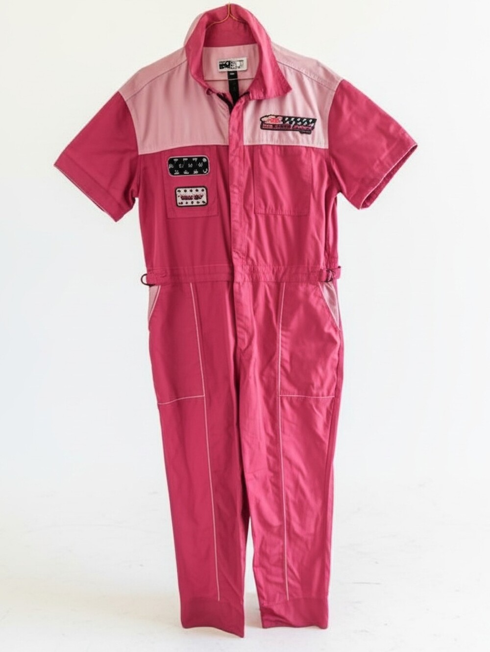 Beach Riot Racertrack Twill Jumpsuit Fandango Pink XL